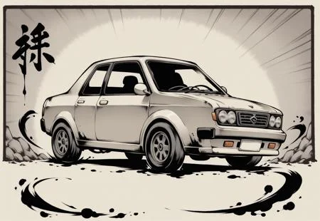 sumi-e, minimalist style, heavy ink, thick lines, smudged lines,

Chandra gasps in shock as a car crashes into the wall