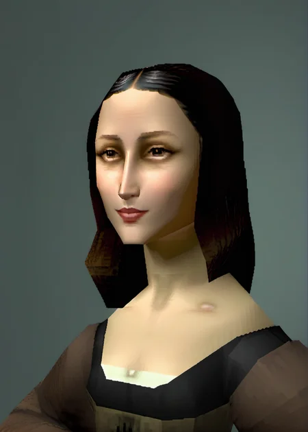 1girl, mona lisa, (ps1 style:1), <lora:ps1_style_SDXL_v1:1>, (game screenshot), (computer generated image)