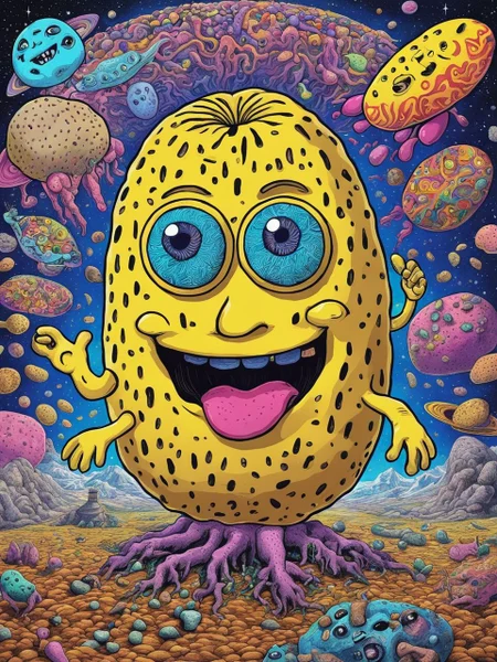 A socially awkward potato in an LSD trip psychemelt style <lora:SDXL_Psychemelt_style_LoRA:0.8>