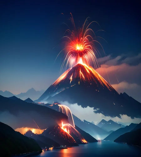 score_9, score_8_up, score_7_up, score_6_up, score_5_up, score_4_up,
 <lora:fire:0.8>,
firemode, , no humans, fireworks, outdoors, night, scenery, sky,vulcan,eruption