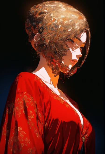 Renaissance style masterpiece,high score,great score,absurdres,  ., a painting of a woman with a red dress on her face and a red dragon on her chest [19], <lora:R0k00Bl0ckB0ckgr00ndHD:1> (R0k00Bl0ckB0ckgr00ndHD, black background, generative art, a raytraced image, Alfred Manessier, dark background), bathhouse [2], helmet [1] . Realistic, perspective, light and shadow, religious or mythological themes, highly detailed