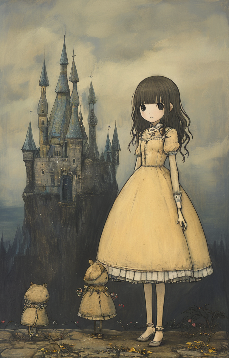 masterpiece,best quality,<lora:tbh219-sdxl:0.9>,illustration,style of John Kenn Mortensen portrait of idolmaster cinderella girls,