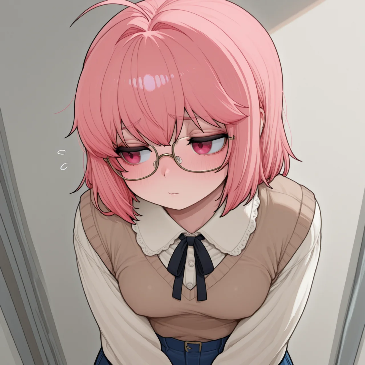 1girl,
mousy college girl, wearing glasses, plain dull clothes, small breasts, shy expression, campus setting, front view
<lora:DarkfireStyle12:1.4>