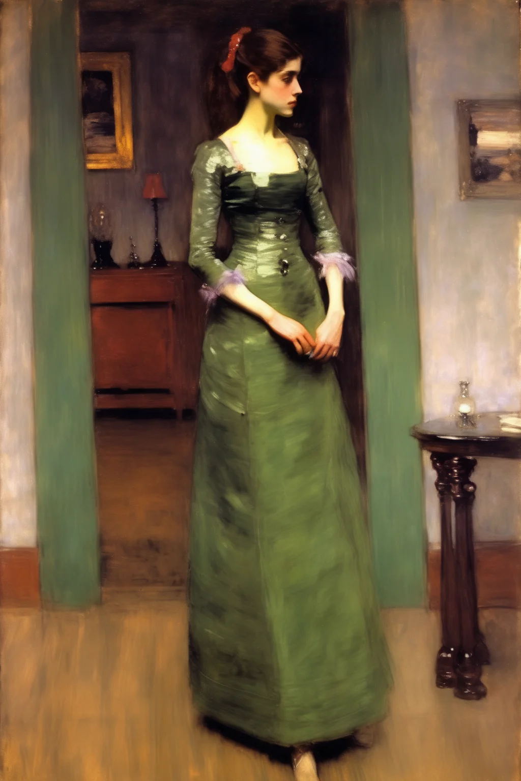 <lora:William Merritt Chase Style:1>William Merritt Chase Style - a woman, in style of Sir John Lavery, I can't believe how beautiful this is