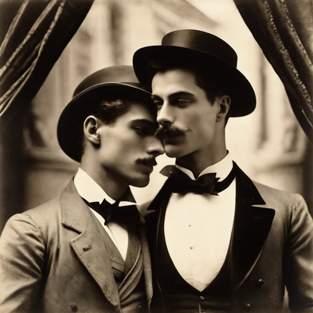 gay romance novel cover by Eugene Atget