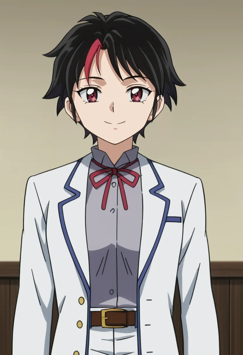 source_anime,anime screencap, anime coloring,intricate details,rating_safe, masterpiece, best quality,
(best quality, absurd res, ultra detailed),,(4 finger:0.5),1girl, ((solo)), good eyes,perfect eyes,,detailed eyes, zPDXLxxx , zPDXL3, OverallDetail,detailed, detailed face
BREAK
solo,indoors,standing,front view,
towa, 1girl, red eyes, short hair, white jacket, grey shirt, long sleeves, white pants, belt, multi-colored hair, streaked hair, black hair, medium breasts,
smile
, <lora:add-detail-xl:5> <lora:Towa_Inuyasha_-_Yashahime:0.8>