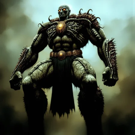 first person pov, 3D01S, simple background atmospheric and powerful dark fantasy, natural organic and first person pov of a
A towering Golem, crafted from ancient stone and animated by arcane magic, stands as an imposing figure of power. Its body is made of jagged, weathered stone, with cracks glowing faintly from the magical energy flowing through it. Veins of moss and dirt cover parts of its massive form, giving it an ancient, earthy appearance. The golem's muscular arms and legs add to its brutish stature, each step heavy and deliberate, shaking the ground beneath.
Its face is featureless except for glowing hollow eye sockets. Armor-like stone plates cover its body, with bronze or gold accents hinting at its regal, ancient origin. Growing from its back are small, twisted statues or faces, remnants of cursed spirits or multi-consciousness trapped within.
The golem's fists are enormous, capable of crushing anything in their path, sometimes wielding a sharp, curved obsidian blade. A glowing symbol on its forehead or chest signifies the source of its life, tied to an ancient deity or magic. Its slow but powerful movements radiate unstoppable force, making it an awe-inspiring, dangerous guardian of sacred grounds.
UHD letterboxed game trailer frame chromatic aberration dark atmosphere sharp masterpiece with a focus on the character, elden ring style, dark atmosphere, chromatic aberration