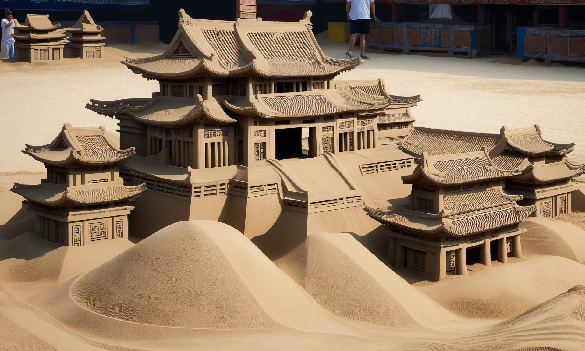 <lora:sandsculpturecd_xl-000006:0.8>,a statue of a Chinese architecture made of sand on sandbeach,full body,sandsculpturecd_xl,sand sculpture,outdoors,east asian architecture,fine art,(Unbelievable Digital Artwork:1.3),CGSociety,ArtStation,master works, 8K, HDR, UHD, masterpiece, best quality, highly detailed, high resolution, finely detail, extremely detailed, ultra detailed, wallpaper