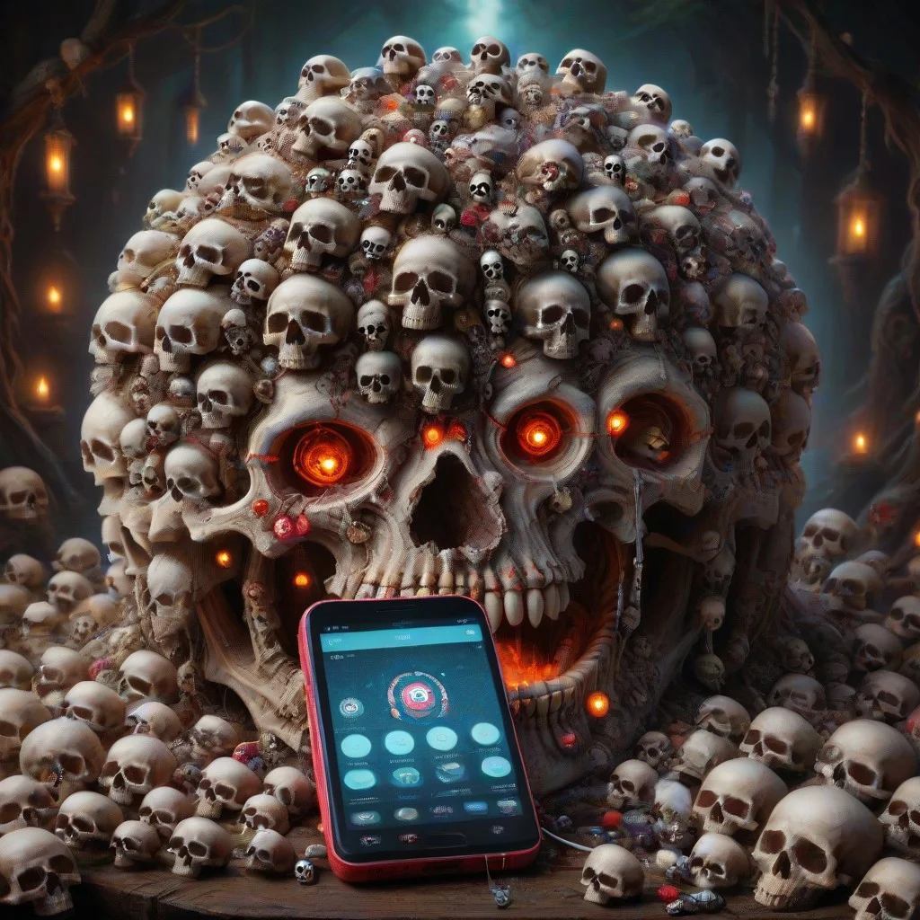 skull candy earbuds, colorful, electronics, slimes_skullwm, made of skulls, product image, marketing image