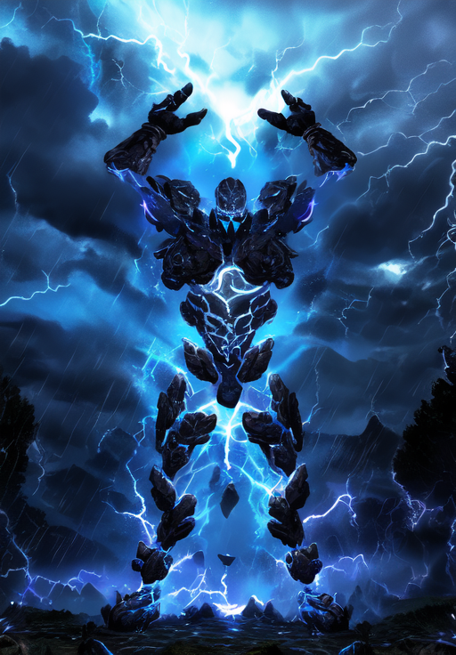 <lora:Storm_Atronach:0.8>, Storm_Atronach, thunderous wrath, electric fury, darkened skies, lightning strikes, deafening roars, torrential downpour, ominous tempest, copper skin, (magical, magnificent, masterpiece:1.3), (trending on CGSociety, trending on pixiv, contest winner:1.3)