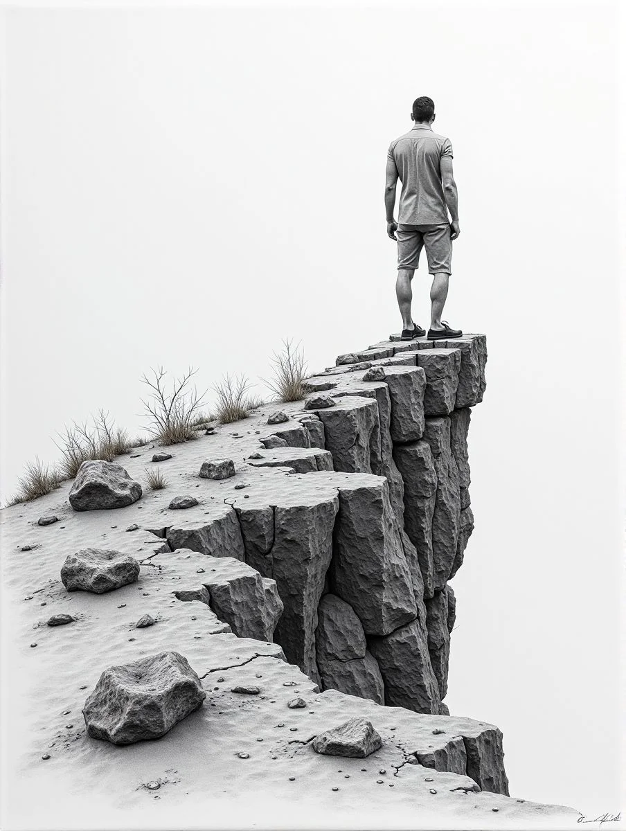 by Antony Gormley, (tilted horizon , Terragen but extremely beautiful:1.4), (intricate details, masterpiece, best quality:1.4) , Pencil Sketch Drawing, black and white drawing, pencil sketch, graphite drawing, , looking at viewer.   <lora:DG_Surrealism_style:1>
