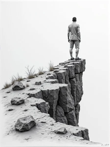 by Antony Gormley, (tilted horizon , Terragen but extremely beautiful:1.4), (intricate details, masterpiece, best quality:1.4) , Pencil Sketch Drawing, black and white drawing, pencil sketch, graphite drawing, , looking at viewer.   <lora:DG_Surrealism_style:1>