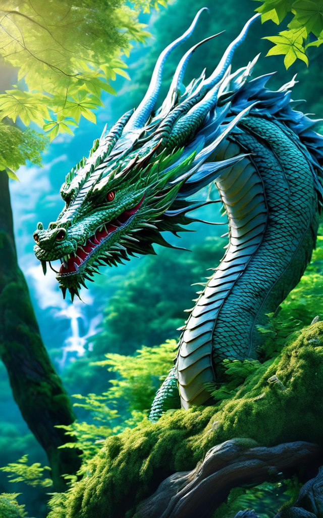 (best quality,masterpiece, intricate,ultra-detailed,realistic,RAW photo,8k uhd,ultra high res,photorealistic style,cinematic scenes, sharp focus,dramatic lighting,extremely detailed CG unity wallpaper) ,Azure_Dragon,a dragon in the forest, <lora:CL_4Guardians_XL_v1:1>