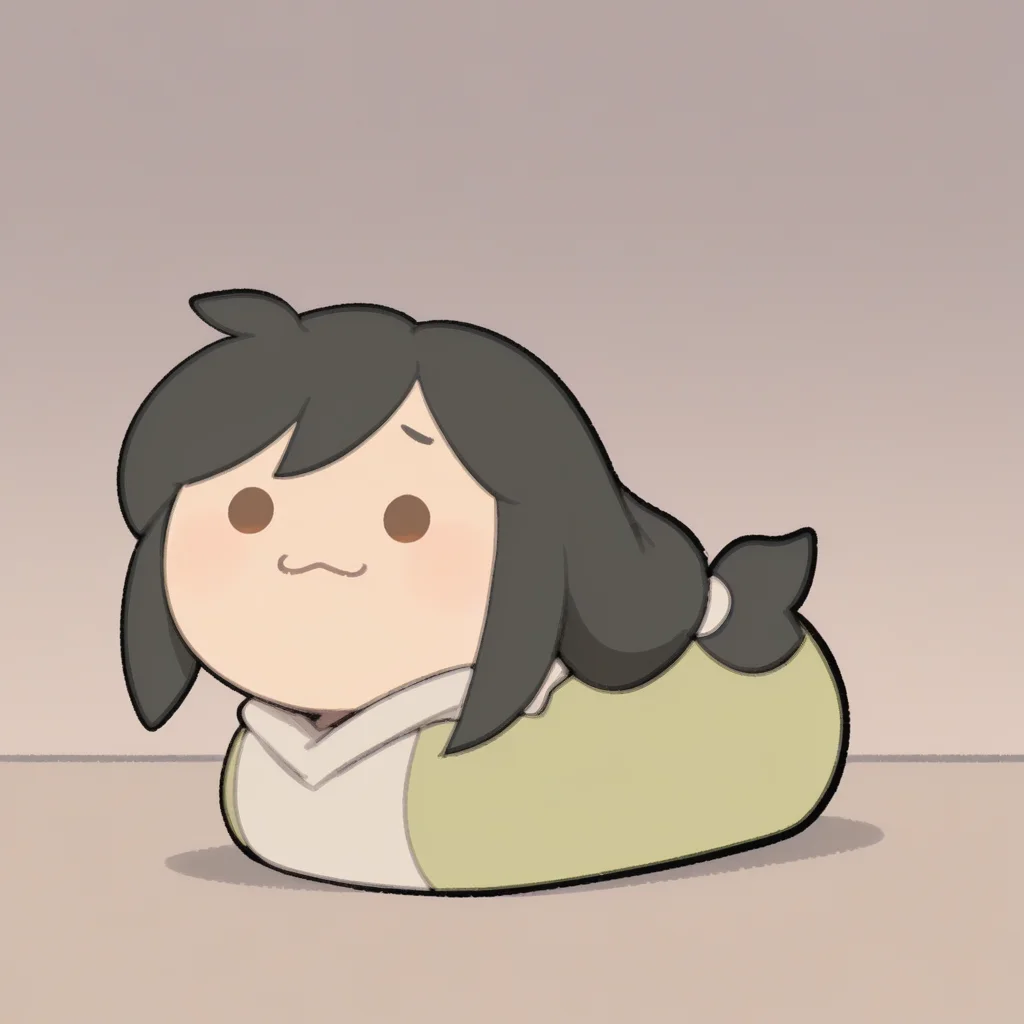 no humans, solo, <lora:TemmieChang_v5:0.9> tmchng,
<lora:ffgarnet-illu-nvwls-v1_1:0.5> ffixgarnet, black hair, brown eyes, low-tied long hair,  nervous,
loaf, :3, . ., solid circle eyes, hoodie, extremely detailed, highres, masterpiece, best quality