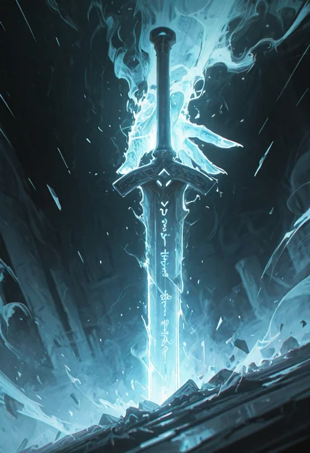 dynamic angle, unusual angle, dynamic, dynamic composition,
In the dim, flickering light, a shadowy figure emerges, its presence cloaked in an air of mystery. Slowly, it reaches out toward the hilt of the shattered runic sword, its movements deliberate yet hesitant. The ancient engravings on the hilt begin to pulse faintly, glowing like a dying ember, their light casting eerie shadows across the figure’s outstretched hand. The closer it gets, the air grows colder, heavy with an otherworldly presence. From the jagged break in the blade, spectral wisps begin to unfurl, curling and twisting like smoke, their forms coalescing into ghostly faces etched with agony. Whispers fill the air—soft at first, but rising into a cacophony of tormented wails. The figure’s hand trembles as its fingers hover just above the hilt, as though sensing the weight of the cursed power it is about to claim. Finally, with a sharp intake of breath, the hand closes around the sword. The runes ignite with a blinding light, and the escaping souls recoil, writhing in both fear and fury.