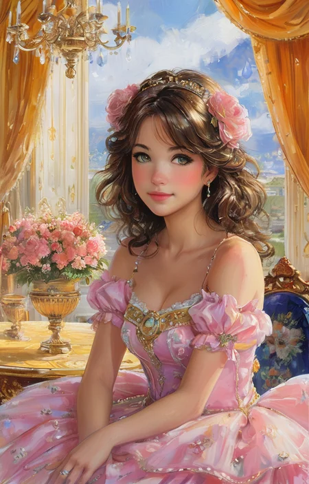 masterpiece,best quality,<lora:tbh343-sdxl:0.75>,illustration,style of Mario Buatta portrait of idolmaster cinderella girls,