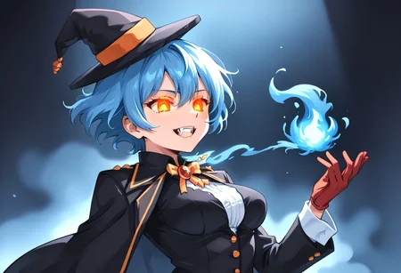 (masterpiece), (score_9, score_8_up, score_7_up,source_anime), 4K8K,
(from side), misty, steam, fog, Floating Halloween pumpkins,
halloween, halloween fantasy, (jakkRo),
(pumpkinhead woman, Pumpkinhead:1.4), (solo), blue flame, burning pumpkin, (dark aura:1.4), (Canine, tooth, fang1.2),
(medium figure:0.9), (pointy breasts:1.1),
(glowing eyes),
(wearing black tuxedo, Miniature Hats, red gloves:1.2),
(emperor's dark room:1.3),