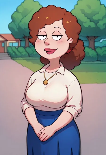 score_9,score_8_up,score_7_up,score_6_up,best quality, 1girl, solo, neighbourhood, houses, tree, blue sky, outdoors,
BREAK
unnamed girl, brown hair, black eyes, (mature female:1.5), (plump:1.2), large breasts, huge hips, white sweater, rolled up sleeves, blue skirt, stockings, own hand together, blush, smile, looking at viewer, long skirt, half-closed eyes, necklace,