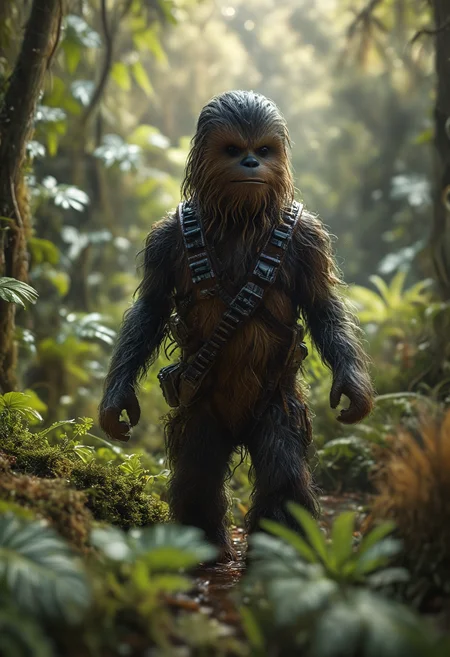 macro photography, A miniature Chewbacca in a dense jungle, sharp image, extreme detail, 8k resolution <lora:add-detail-xl:1> <lora:MJ52:1> <lora:sss:1>