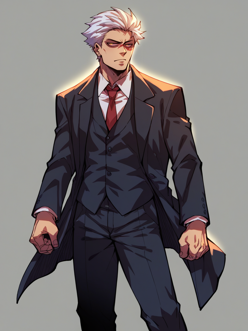 score_9, score_8_up, score_7_up, score_6_up, score_5_up,   <lora:h4ruk4m1XLP:1> h4ruk4m1, 1boy, suit, glowing