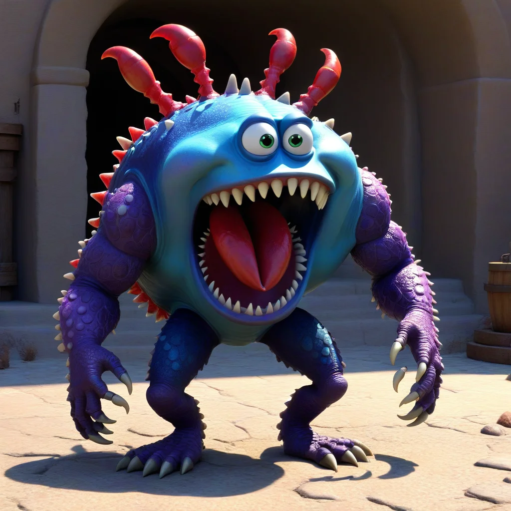 crab-maxxed crabcell,3d,pixar style ,art by pixar,<lora:FleshMonstrosityXLV2:0.65>