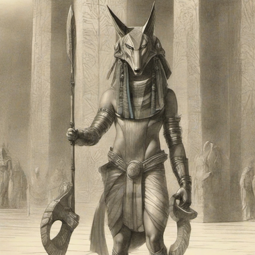 deatiled drawing of a female   <lora:stargateJackal-SDXL:1.0> stargateJackal in a eqyptian temple