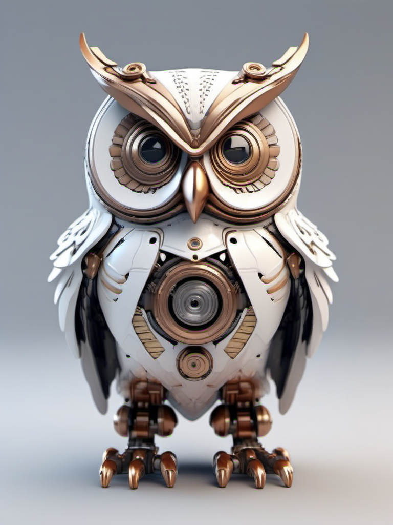 jixie,The image presents a stylized mechanical owl. This creature is anthropomorphic,<lora:ä»¿çæºæ¢°V1:0.7>,