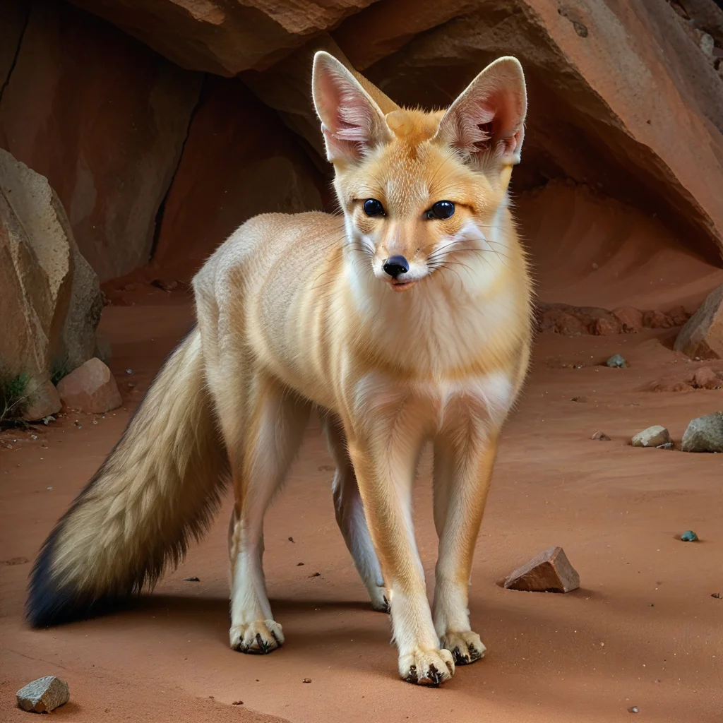 incredibly absurdres,solo,photorealistic,palefox,white fur,black eyes,small,feral,detailed background,looking at viewer,outdoors,standing on ground,<lora:Foxes_-_Multiple_Species:1>,