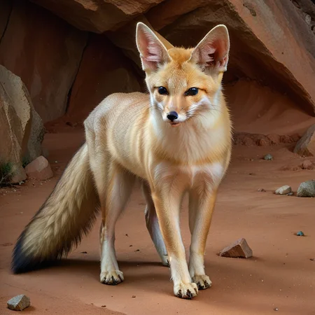 incredibly absurdres,solo,photorealistic,palefox,white fur,black eyes,small,feral,detailed background,looking at viewer,outdoors,standing on ground,<lora:Foxes_-_Multiple_Species:1>,