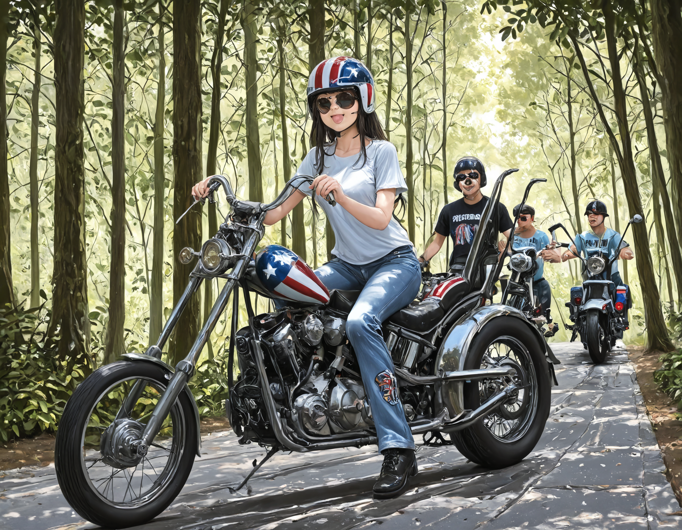 masterpiece, best quality, absurdres, ultra-detailed, highres, anime style    <lora:Easy_Rider_Cpt_America_Illus_(1):0.9>