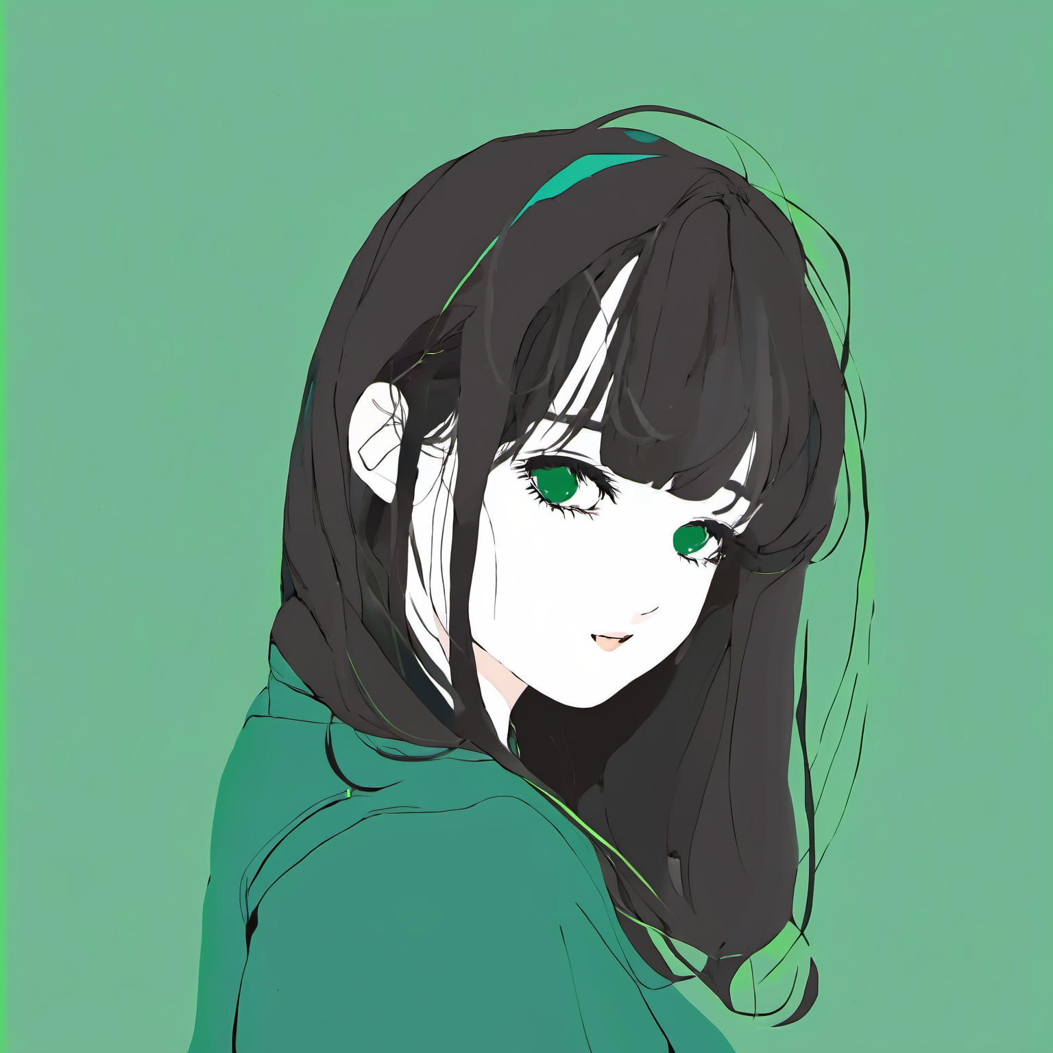 <lora:mourning_girl_xl_v1>,1girl,green background,