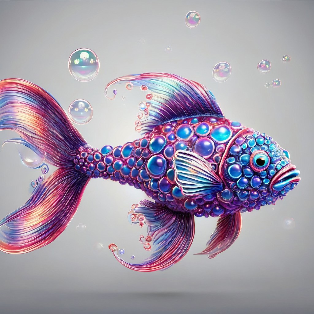 a fish made of bubbles, wow_bbls