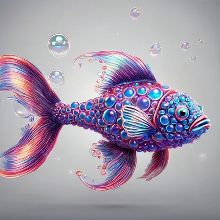 a fish made of bubbles, wow_bbls