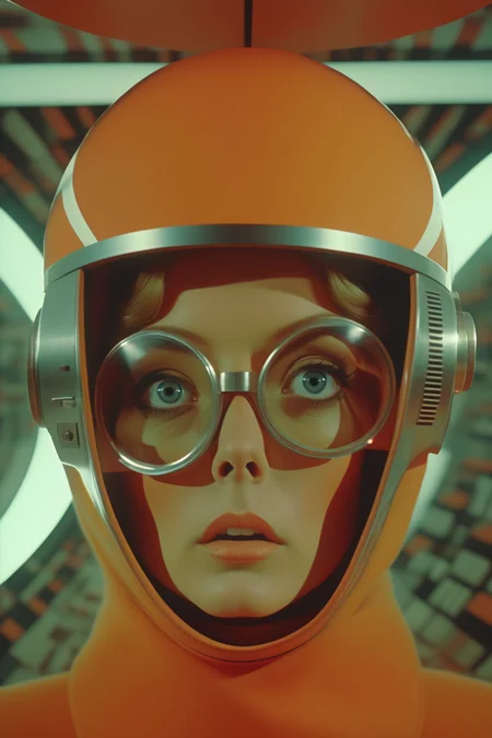 <lora:Director Stanley Kubrick style:1>Director Stanley Kubrick style - A scene of a film a character, rare optics camera, color scheme from detailed, retrofuturism, 1970s, dystopian art, futuristic, photographyCineStill 800, highly detailed, detailed face, cinematic lighting, extremely detailed, 4k, UHD, octane render, cinematic