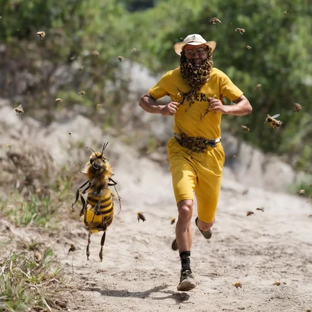 man run with bee <lora:SDXL_bee_Sa_May_V11:1>