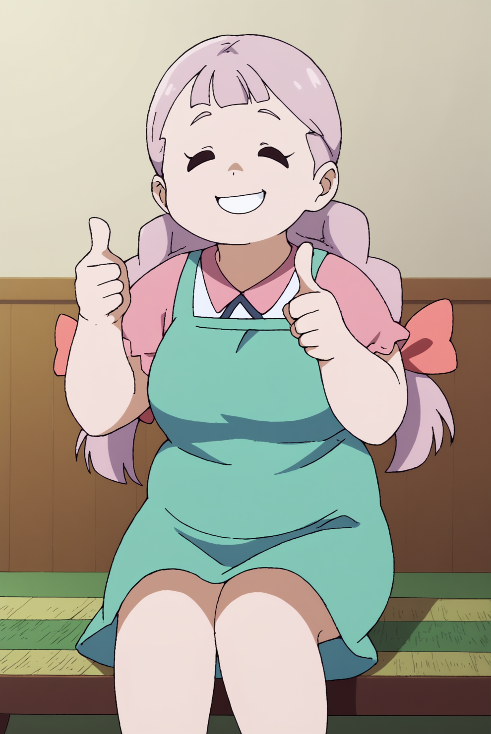 smiling, thumbs up to viewer, friendly, helpful, cheerful expression,  Jasminka Antonenko, solo <lora:Little_Witch_Academia-Jasminka_Antonenko-PDXL:0.8>
