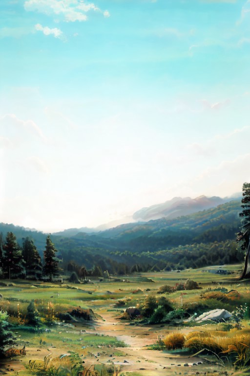extremely detailed, karelian forest on shore big lake, rocks and cliffs on shores, water as mirror, day, shihing, white clouds, mountain, horizon, mountainous horizon, day, sky, cloud, epic landscapes, show a mystical terrain,