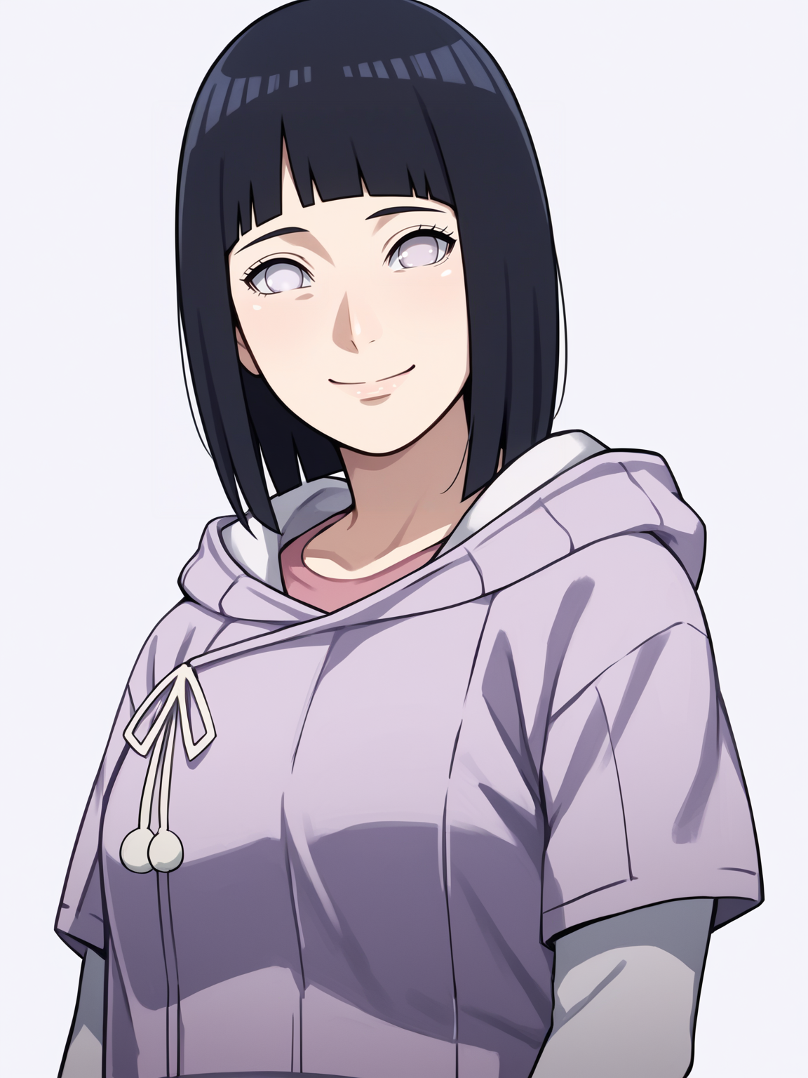 score_9, score_8_up, score_7_up, score_6_up, score_5_up, score_4_up, BREAK, source_anime,
1girl, mature, milf, hinata_boru, bangs, black hair, short hair, brown shorts, hoodie, hood down,
smile, upper body, looking at viewer, solo, simple background, white background     <lora:HinataBorutoXL:1>