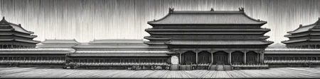 Create a highly detailed,technical drawing of The Palace Museum of China,emphasizing precision and complexity in its design,The view should be panoramic,with focus on structural details and textural elements,masterpiece,high quality,bigc,digital engraving,crazy detail,8k,((cash green)),Diagonal lines are highlighted throughout the picture,<lora:gugong_V0-000002:1>,
