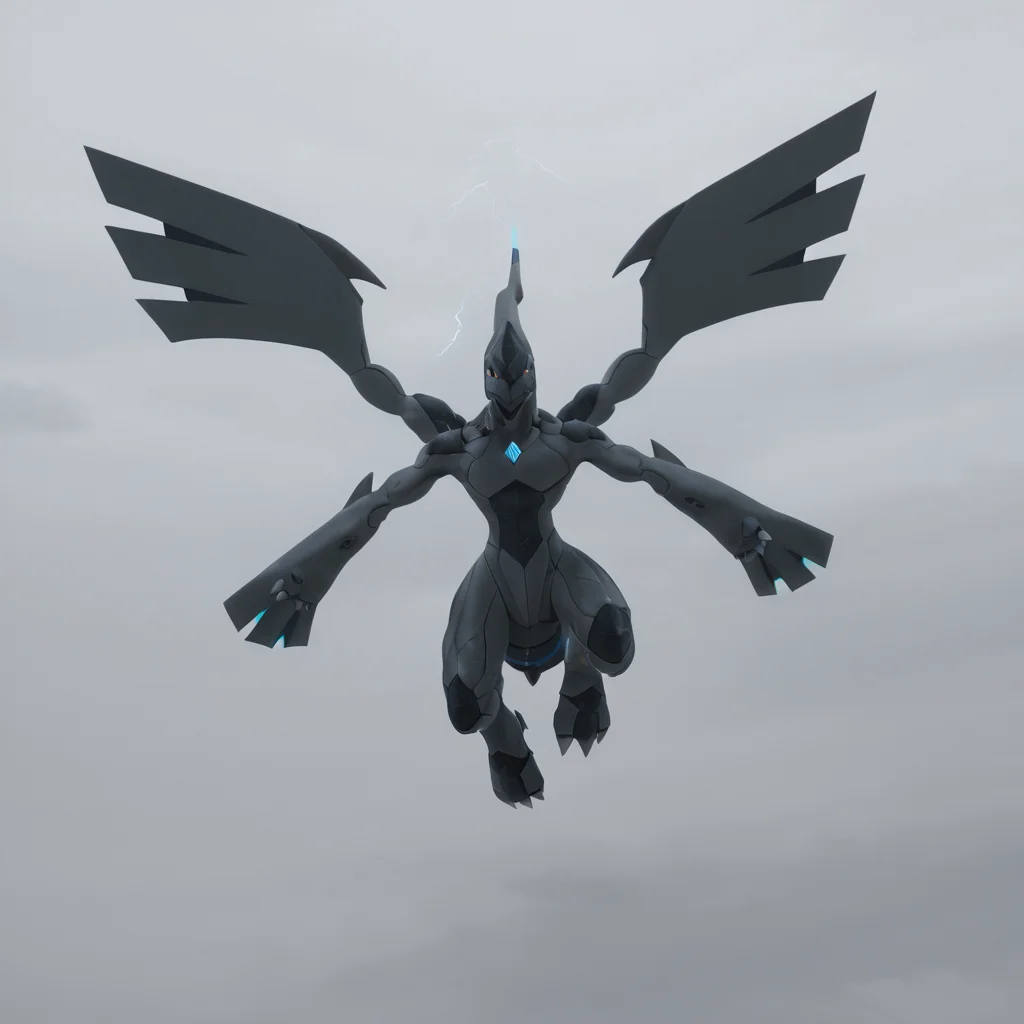 sfw, masterpiece, best quality,absurderes,photo,realistic,cinematic,source_photo,DLSR,full body,pokemon \(creature\), zekrom,flying,clouds,lightning,rain <lora:Reallustrious_Beta:1>