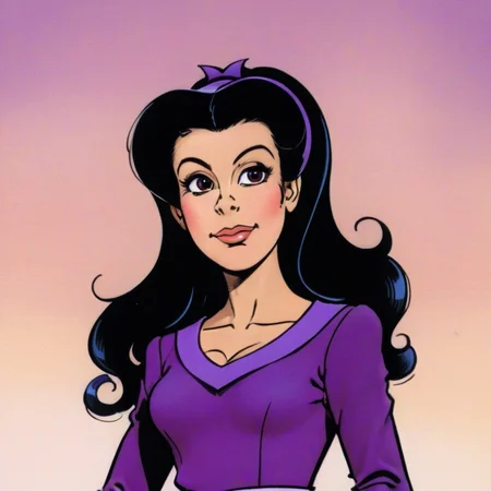a drawing of a young woman in the style of gotlib, troi, purple uniform, <lora:gotlib-sdxl-v1:0.7> <lora:star_trek_tng_v10_sdxl:0.7>