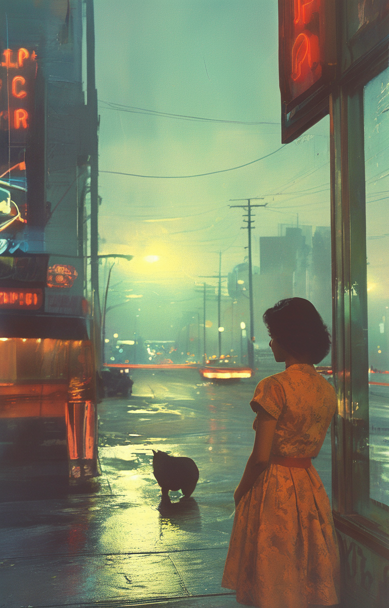 masterpiece,best quality,<lora:tbh156-sdxl:1>,illustration,style of  Philip Lorca diCorcia, cyberpunk city