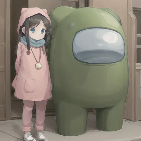 1girl as amongus, amongus, tokyo city, twintail, cute <lora:amongus:0.8>