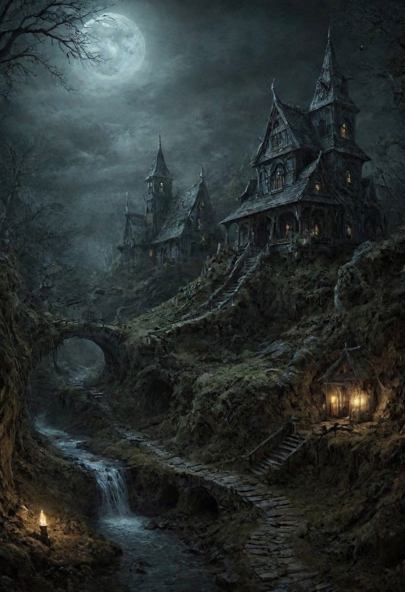 dreamscape a surreal dreamscape of a dark scifi fairy village,filled with ethereal mystery amidst fantastical elements that captivate viewers in an enchanting manner.,
surreal,ethereal,dreamy,mysterious,fantasy,highly detailed,<lora:   _ FantacyWorld_v1.0:0.5>,