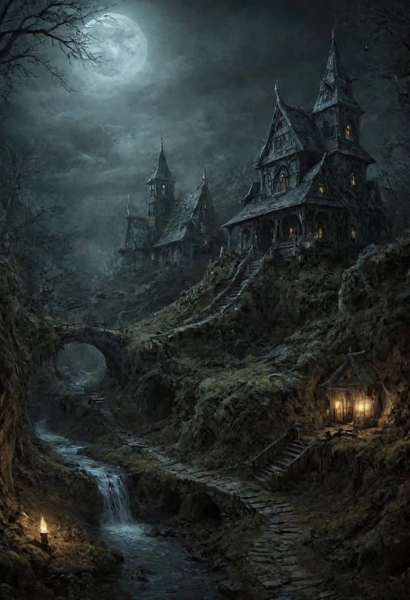 dreamscape a surreal dreamscape of a dark scifi fairy village,filled with ethereal mystery amidst fantastical elements that captivate viewers in an enchanting manner.,
surreal,ethereal,dreamy,mysterious,fantasy,highly detailed,<lora: _ FantacyWorld_v1.0:0.5>,