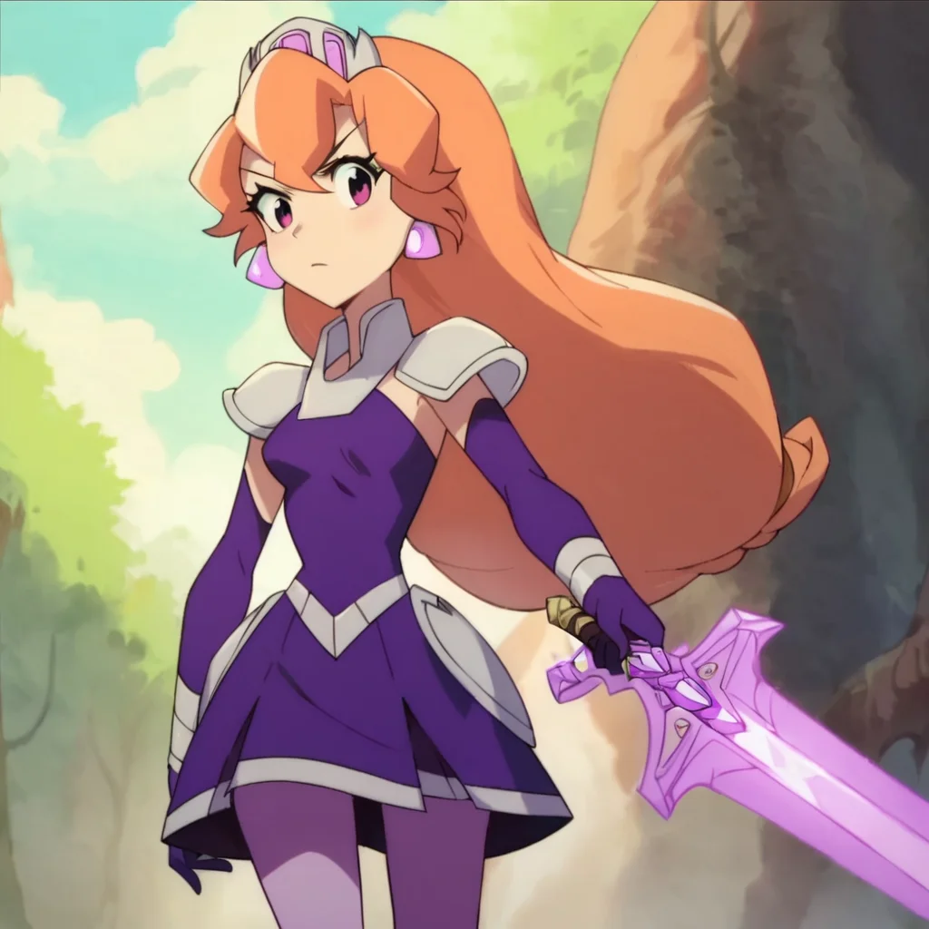 score_9, score_8_up, score_7_up, 1girl, PrincessAmy, orange hair, long hair, purple eyes, crown, earrings, small breasts, narrow waist, wide hips, looking at viewer, holding weapon, sword, highres, high quality, masterpiece, <lora:Princess_Amethyst:1>