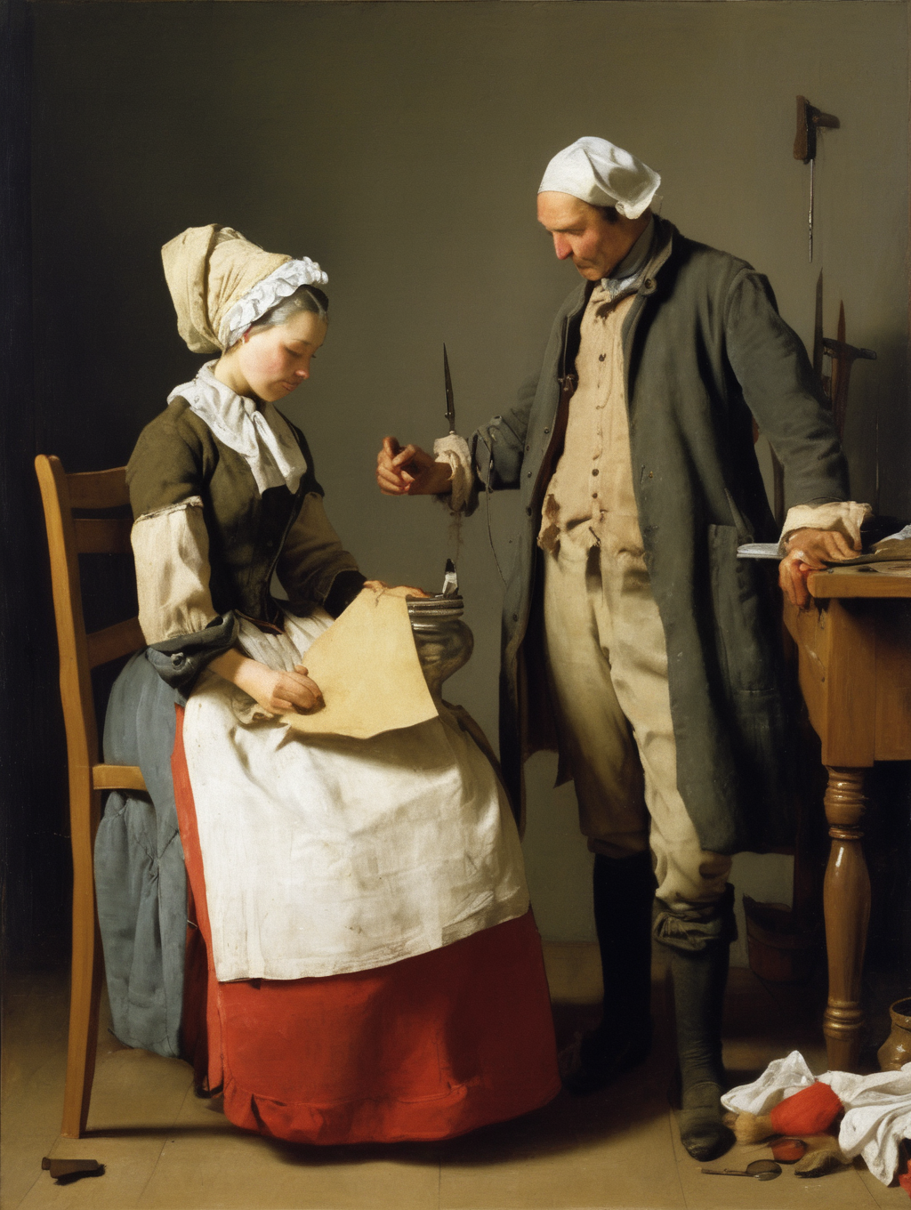 <lora:Jean-Baptiste-Simeon Chardin Style:1>Jean-Baptiste-Simeon Chardin Style - The bourgeois sees his wife as a mere tool of production. He hears that the tools of production are to be put to general use and cannot imagine, naturally, anything other than that the same fate will also befall women. He does not guess that the idea is precisely to abolish the position of women as mere tools of production. Besides, there is nothing more ridiculous than the highly moral indignation of our bourgeoisie over the alleged official commonality of wives with the Communists. Communists have no need to introduce the commonality of wives, it has almost always existed. cinematic, hyperrealistic