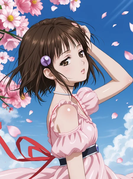 detailed background, shiny skin, posing,
<lora:reala.pony:1>,
reala,
half-closed eyes,
face close up, flower, petals, windy,
from side, hand on own hair, looking at viewer, arm up, parted lips,