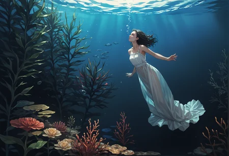 ,ruanyi0778,submerged,underwater,plant,glowing,1girl,<lora:0778 submerged_v1_pony:1>, score_9,score_8_up,score_7_up,,8k,1girl,solo,
