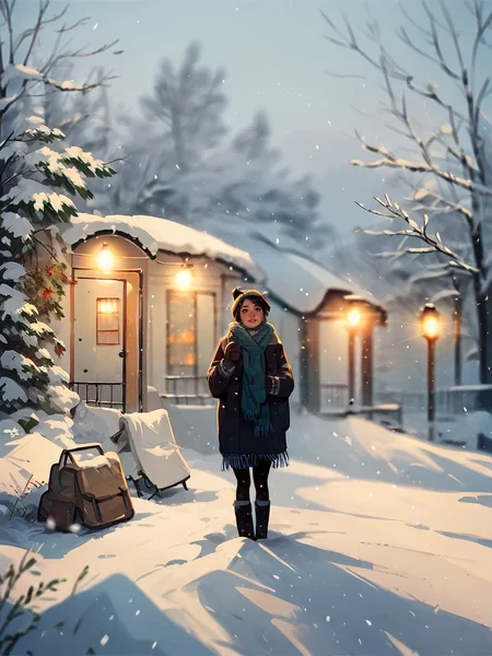 score_9, score_8_up, score_7_up, score_6_up, score_5_up, <lora:snowXLP:1> snow, outdoors, winter, 1girl, scarf, solo